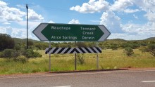 On the bush road until Alice Springs 